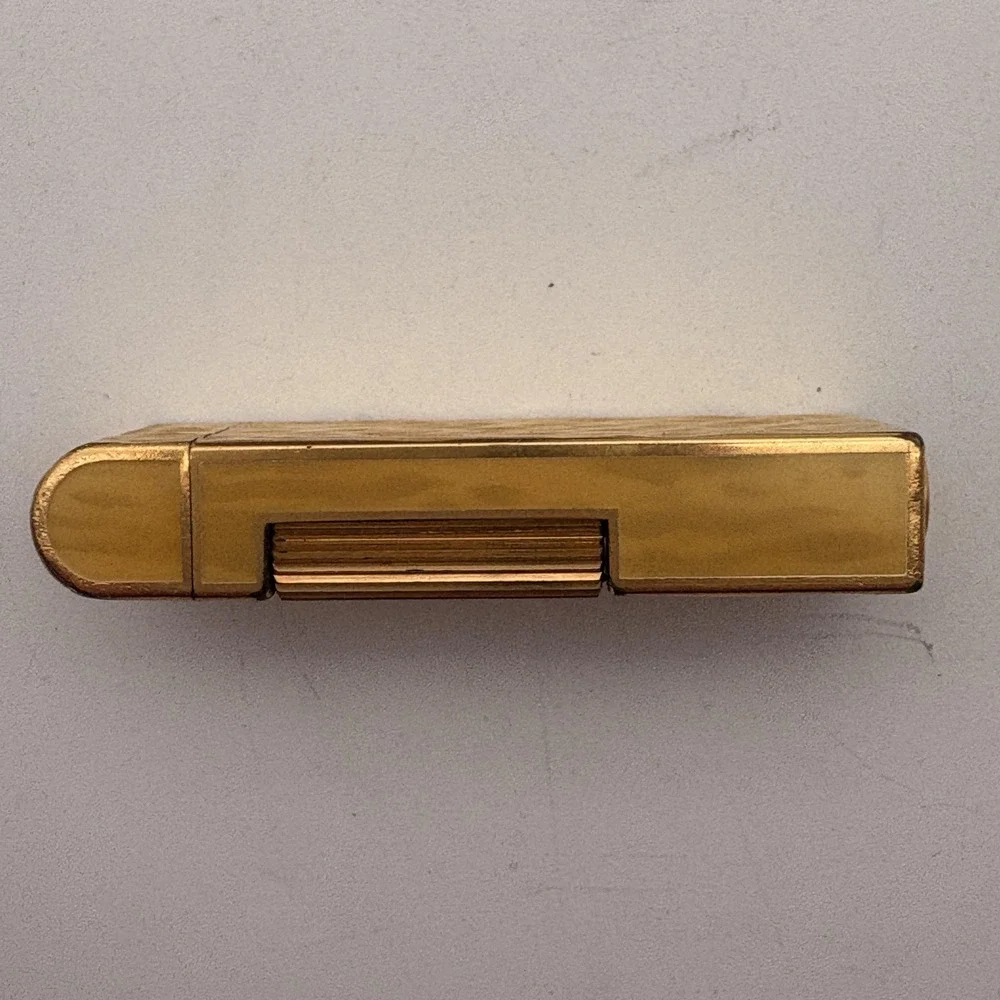 Vintage Dunhill Rollagas Gold Hammered Textured Lighter Swiss Made‎ W/ Box
